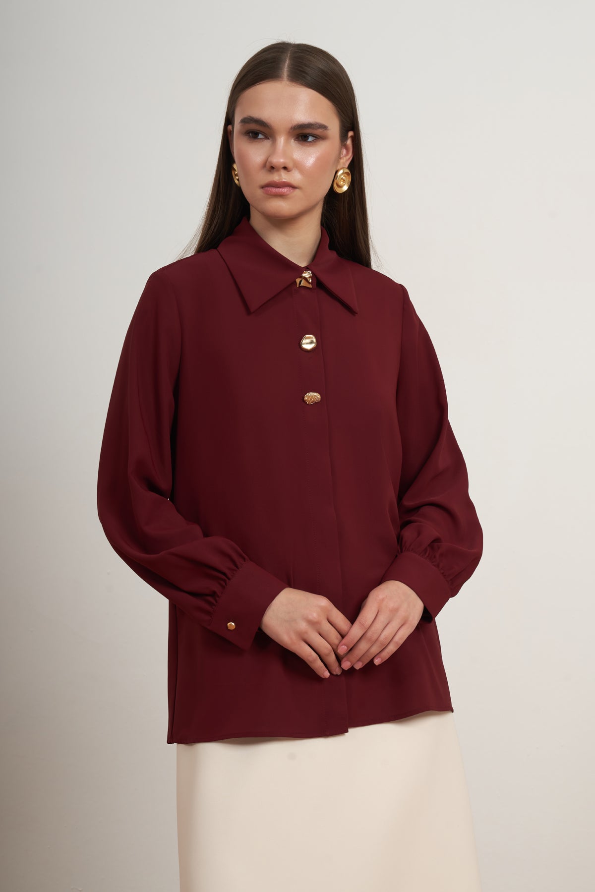 Gold Button Classic Blouse