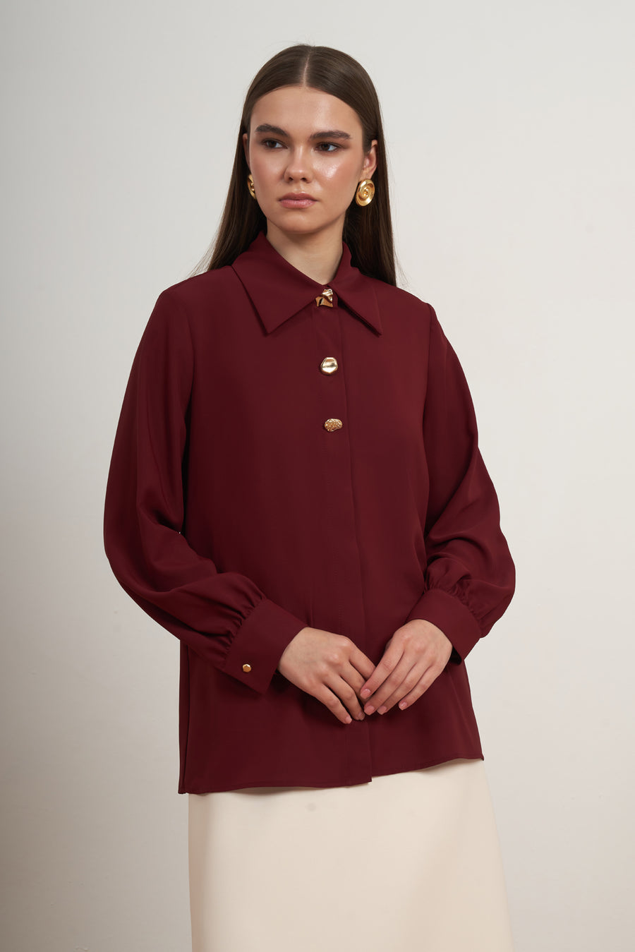 Gold Button Classic Blouse
