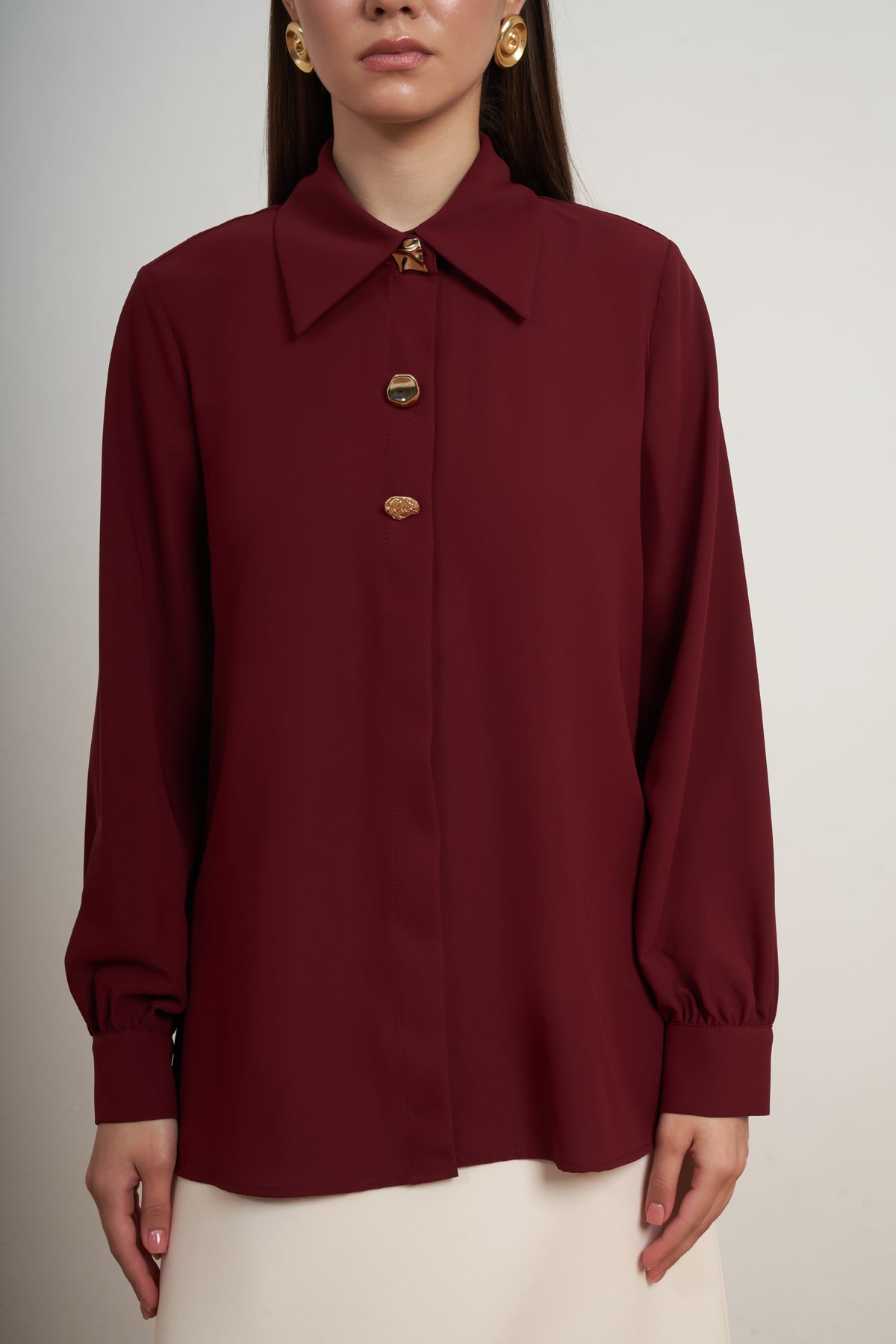 Gold Button Classic Blouse