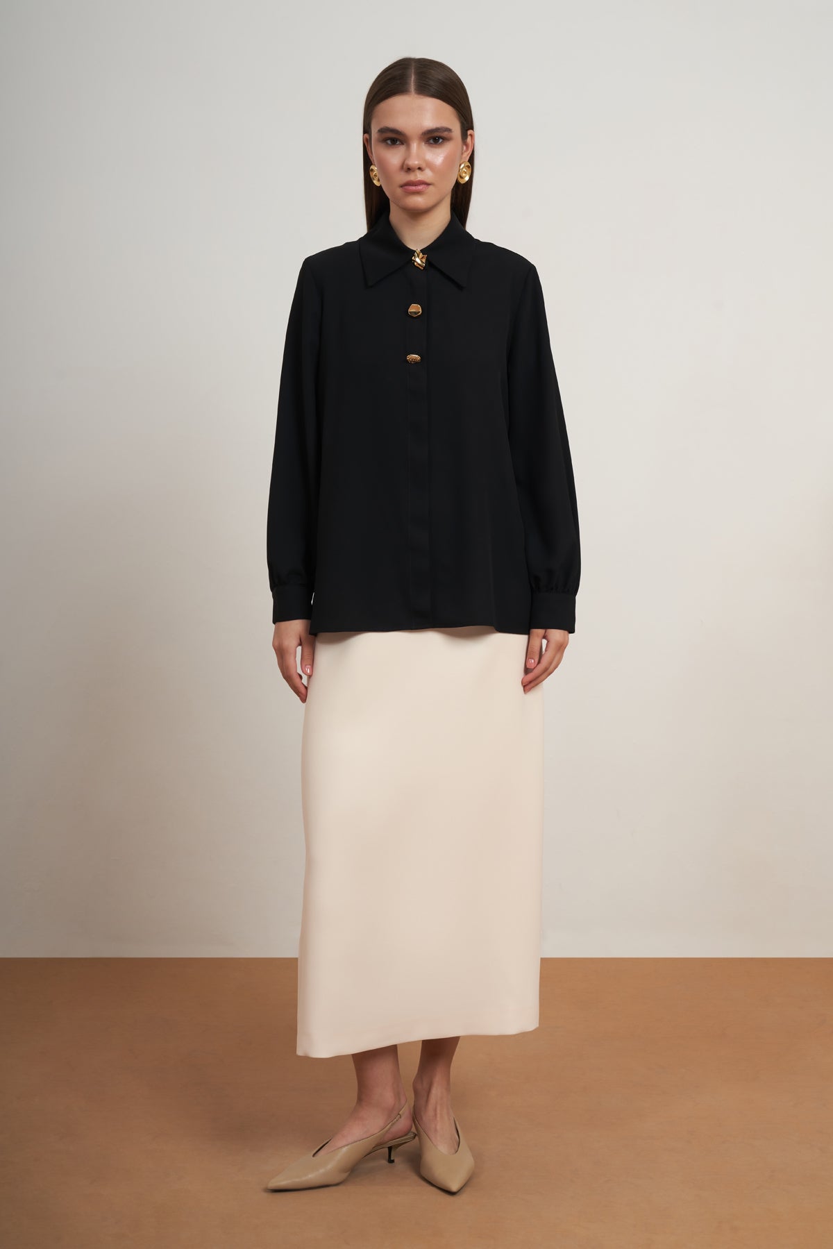 Gold Button Classic Blouse