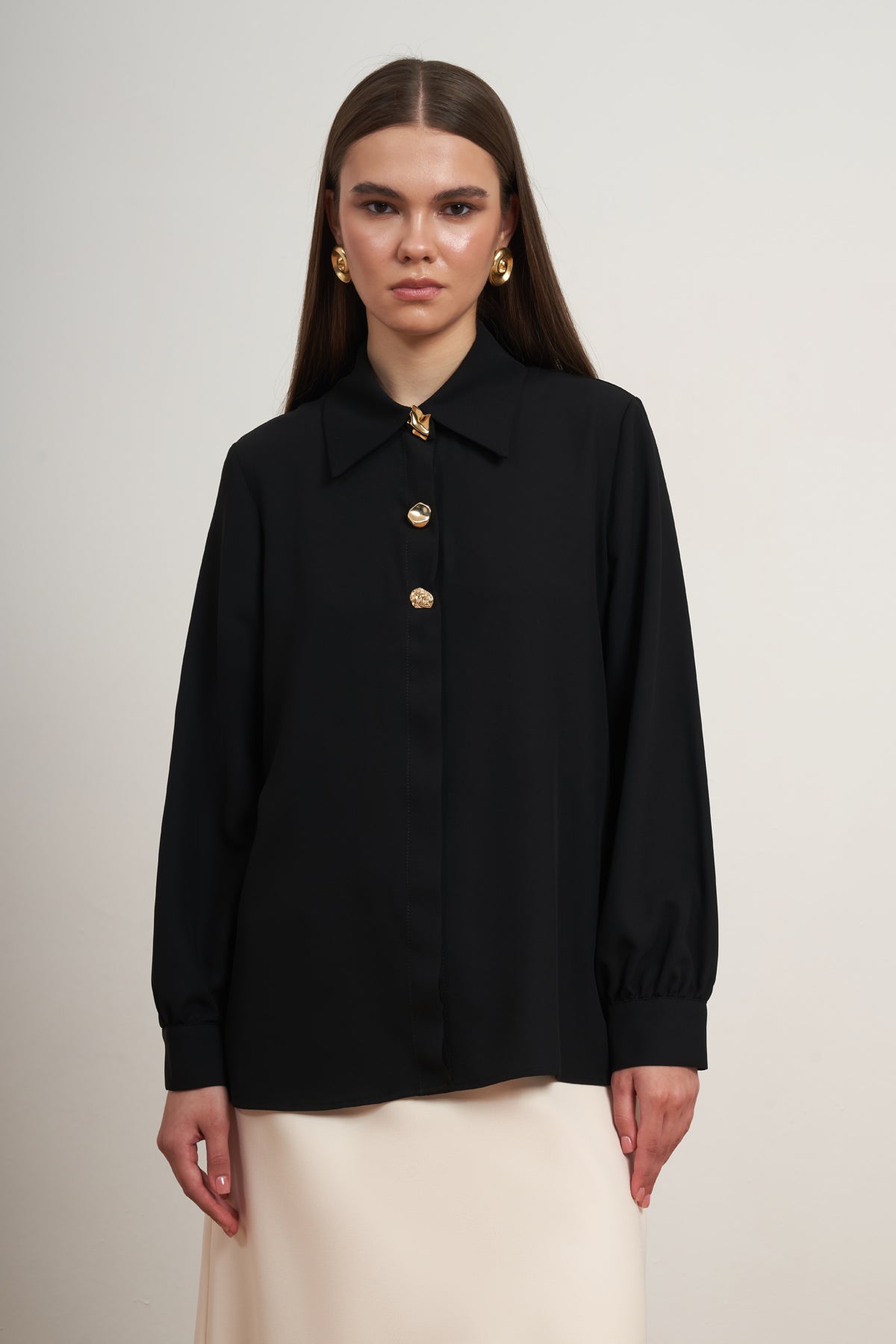 Gold Button Classic Blouse
