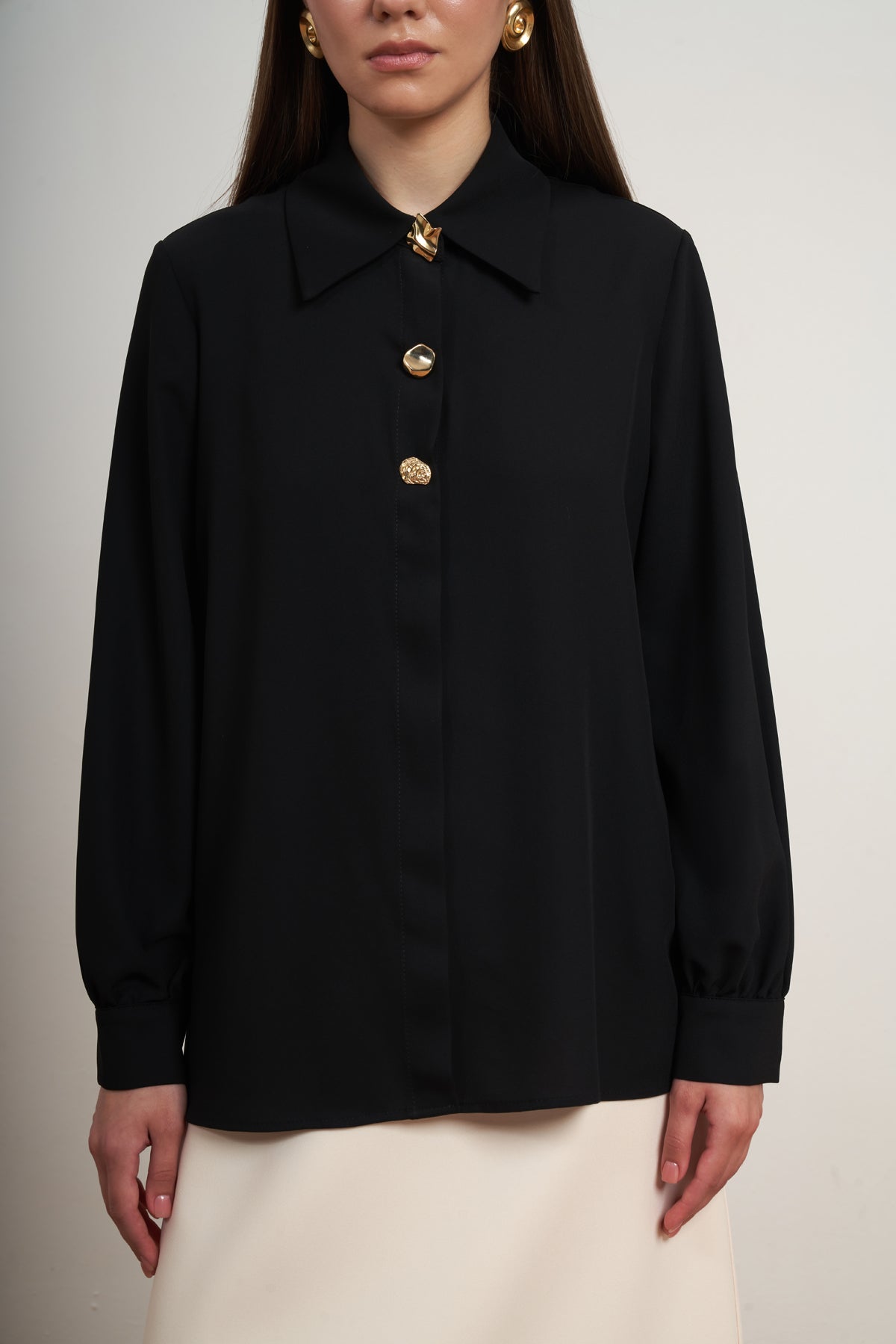 Gold Button Classic Blouse