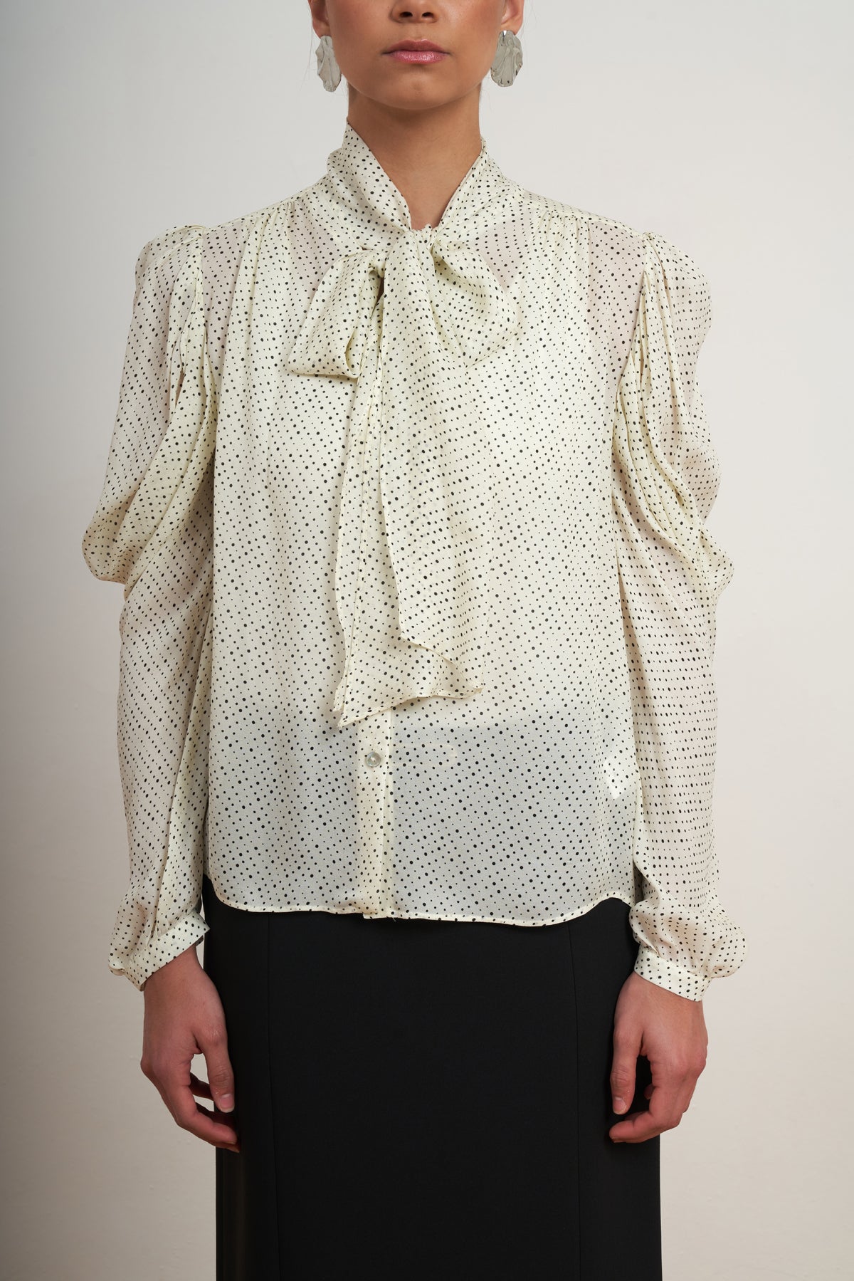 Tie-Neck Polka Dot Blouse