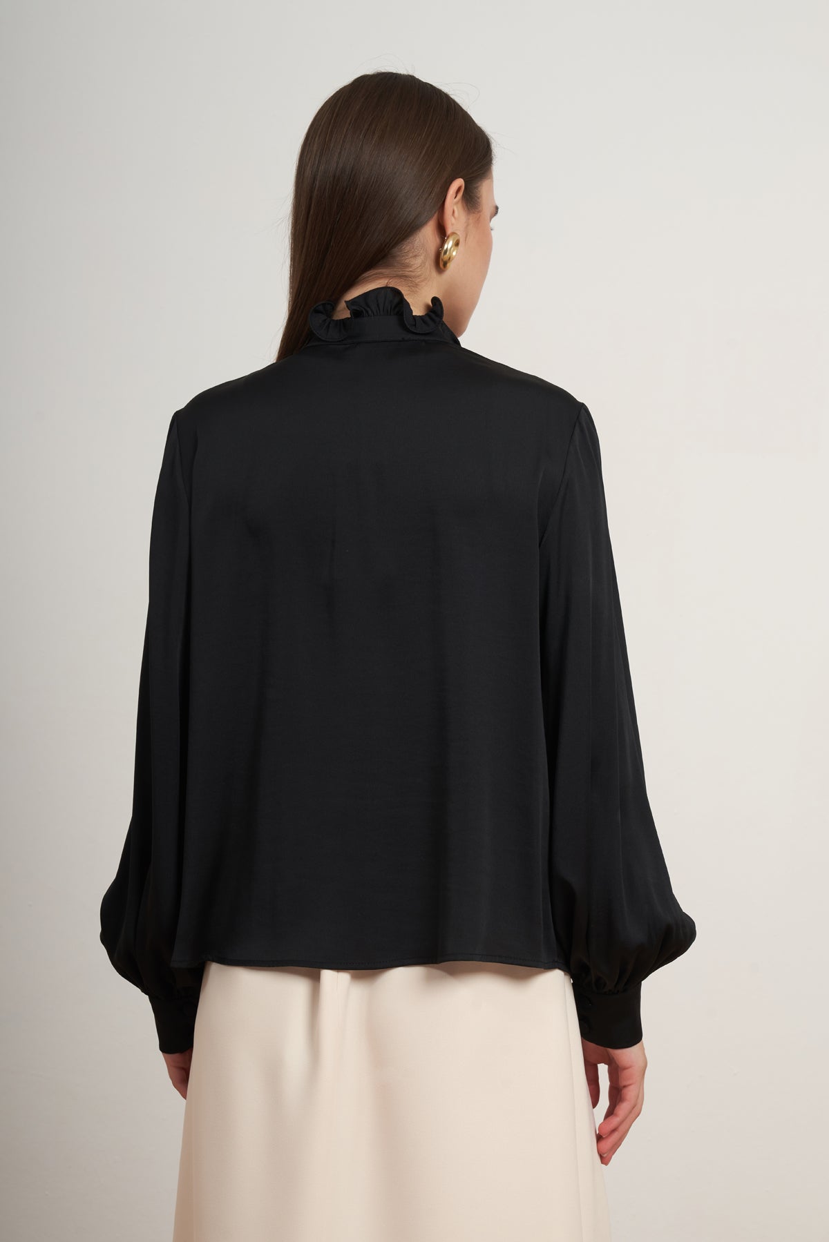 Ruffle Necktie Blouse