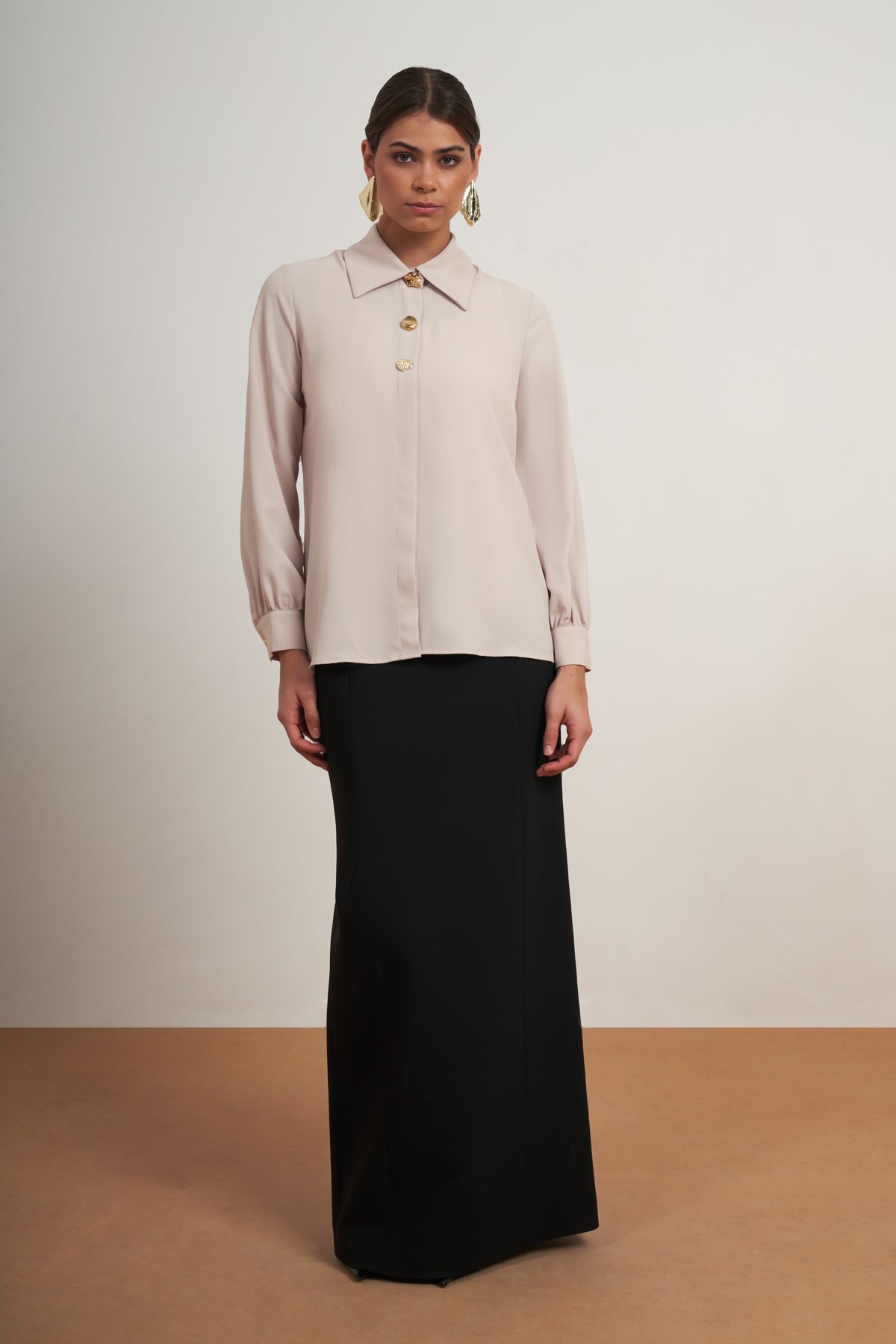 Gold Button Classic Blouse
