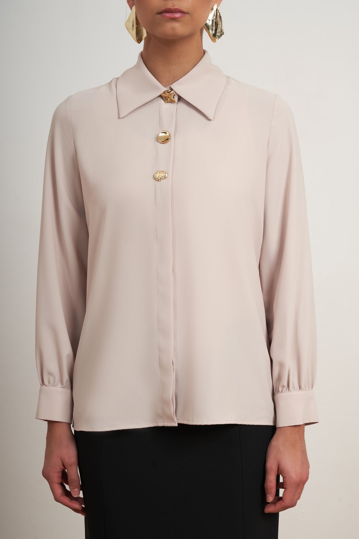 Gold Button Classic Blouse