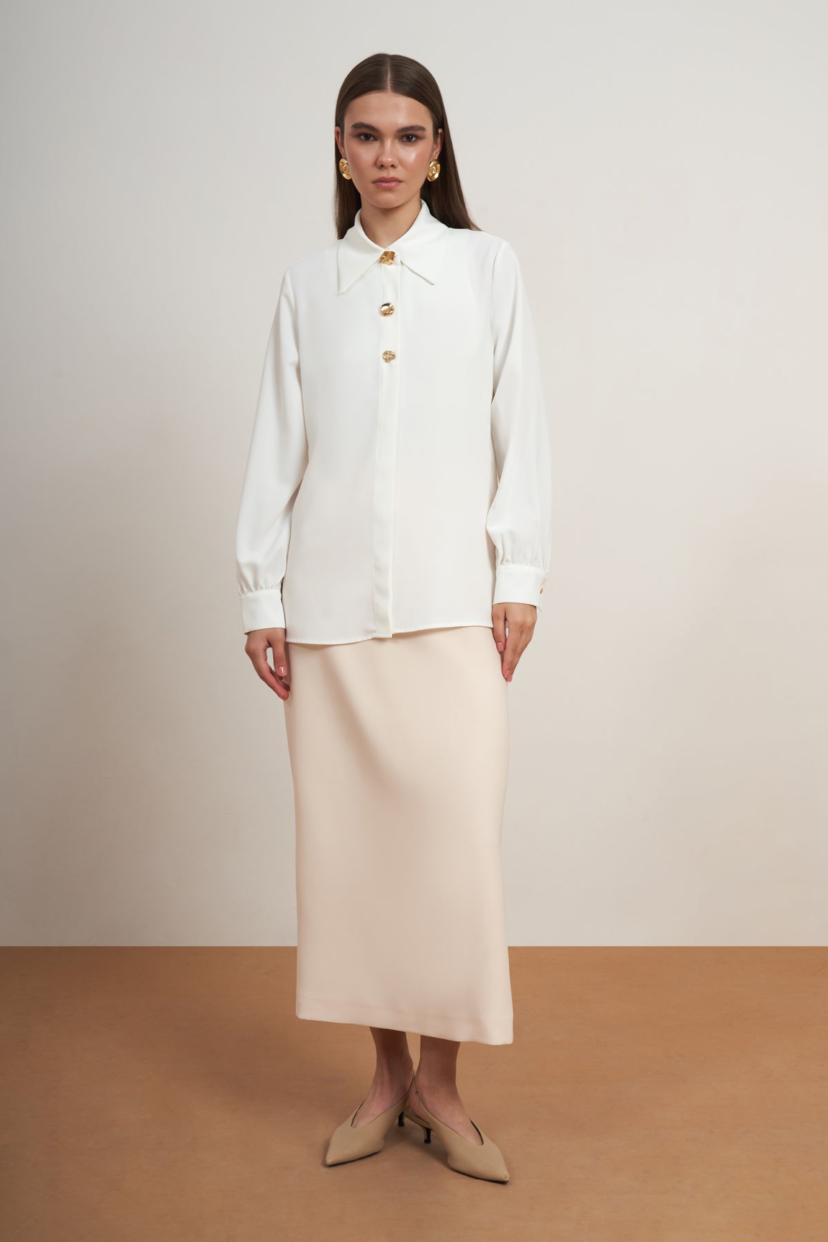 Gold Button Classic Blouse