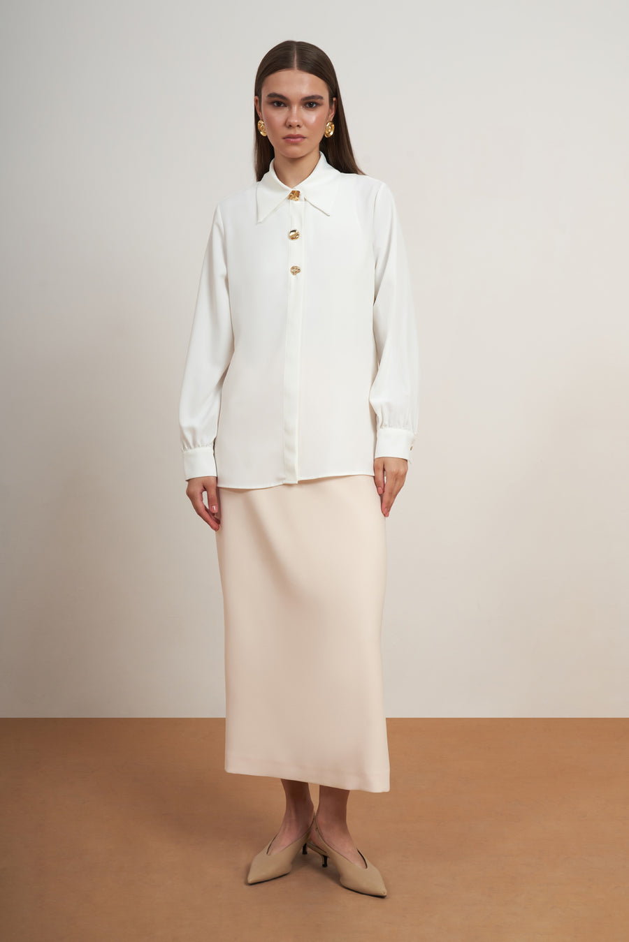 Gold Button Classic Blouse