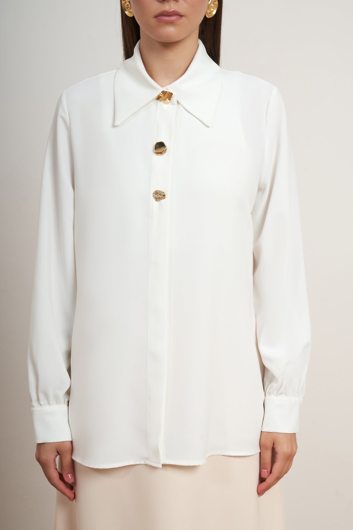 Gold Button Classic Blouse