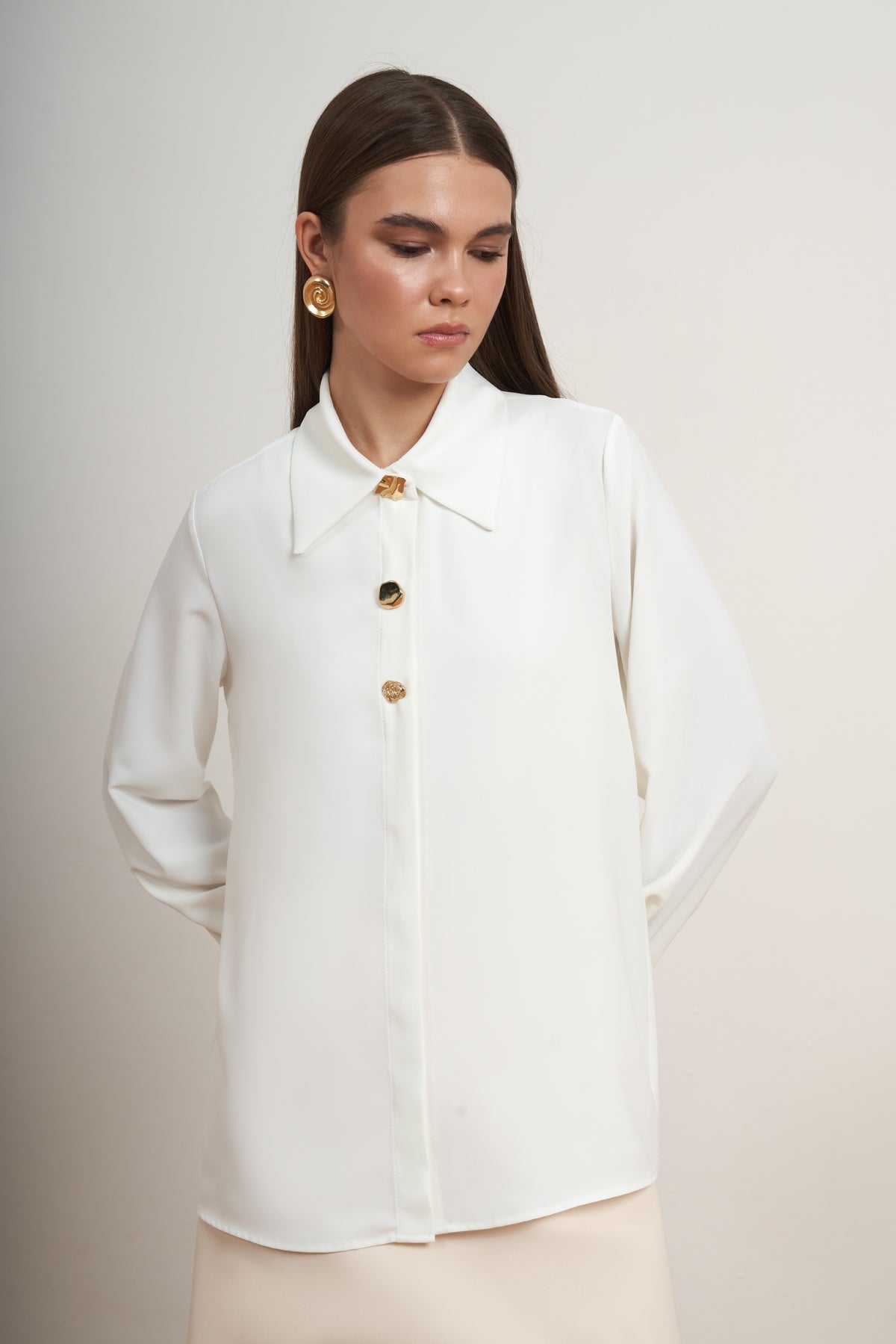 Gold Button Classic Blouse