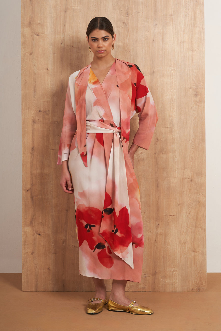 Watercolor Floral Wrap Dress