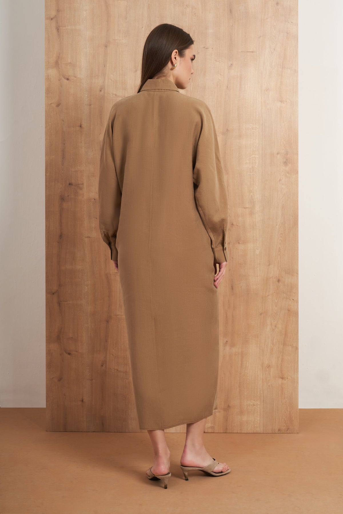 Draped Shirt Maxi Dress