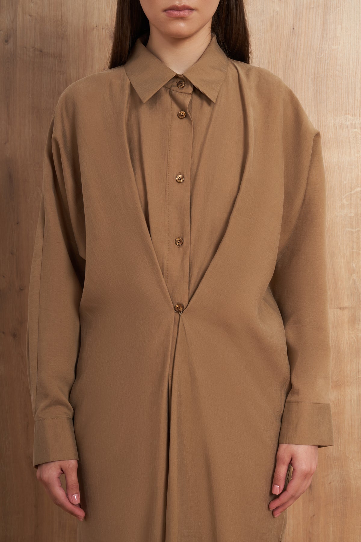 Draped Shirt Maxi Dress
