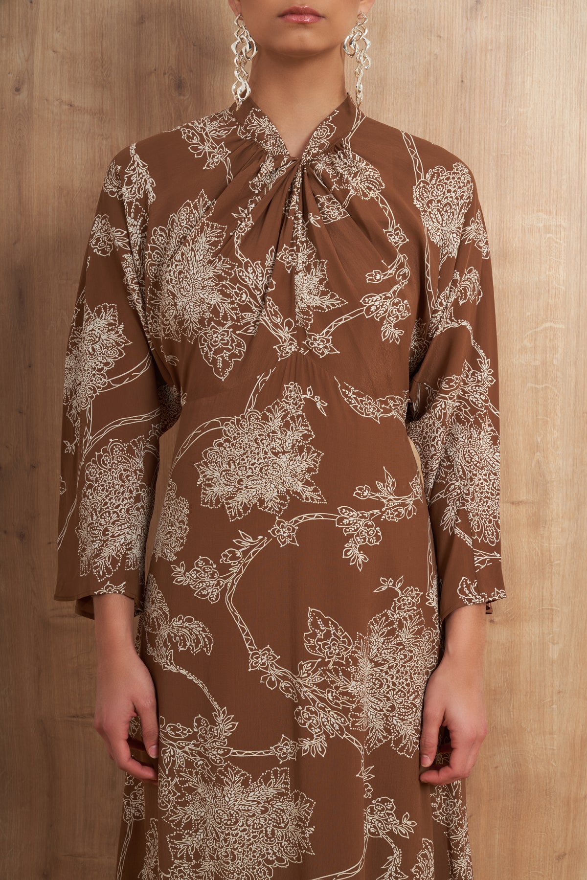 Tie-Neck Midi Dress