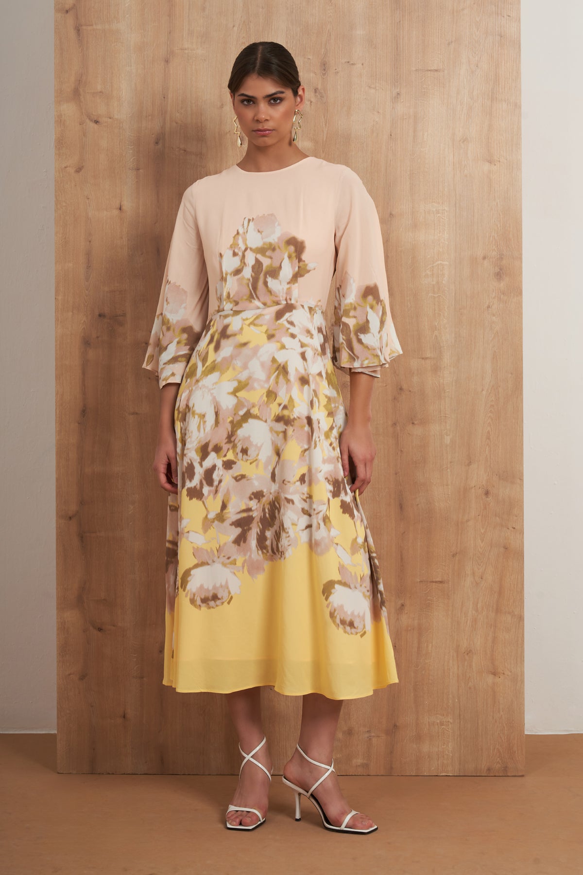 Watercolor Floral Midi Dress