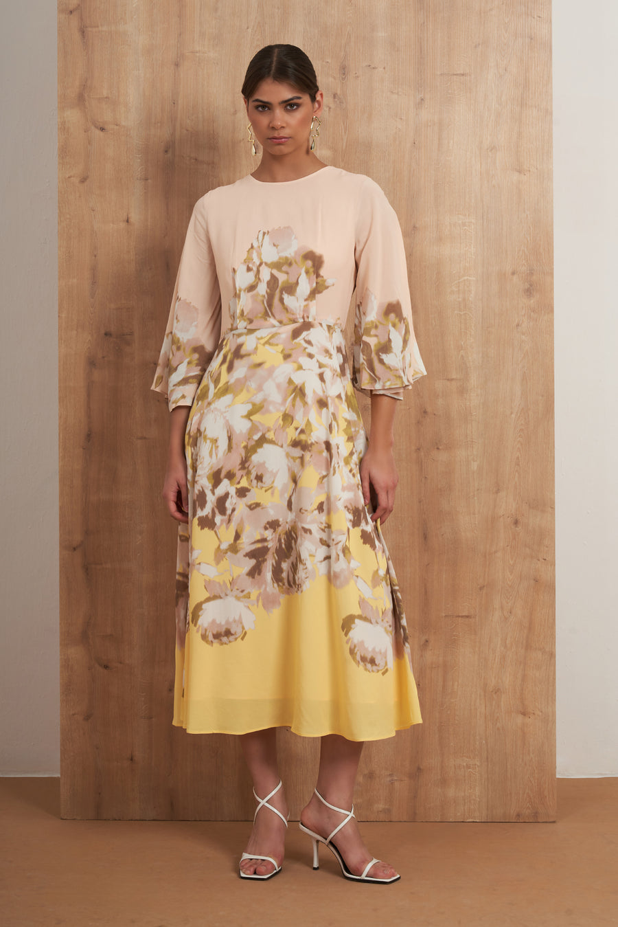 Watercolor Floral Midi Dress