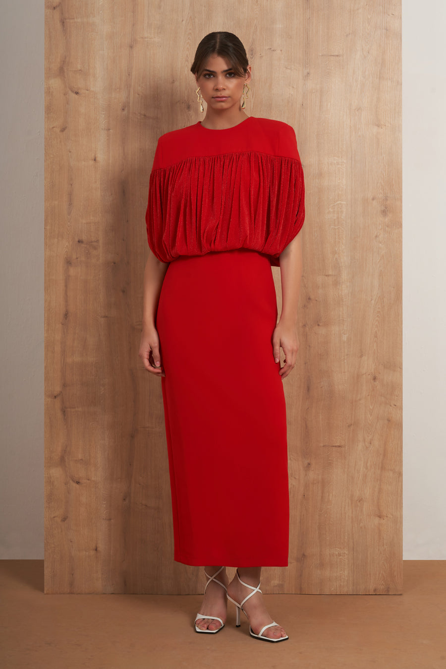 Draped Cape Maxi Dress