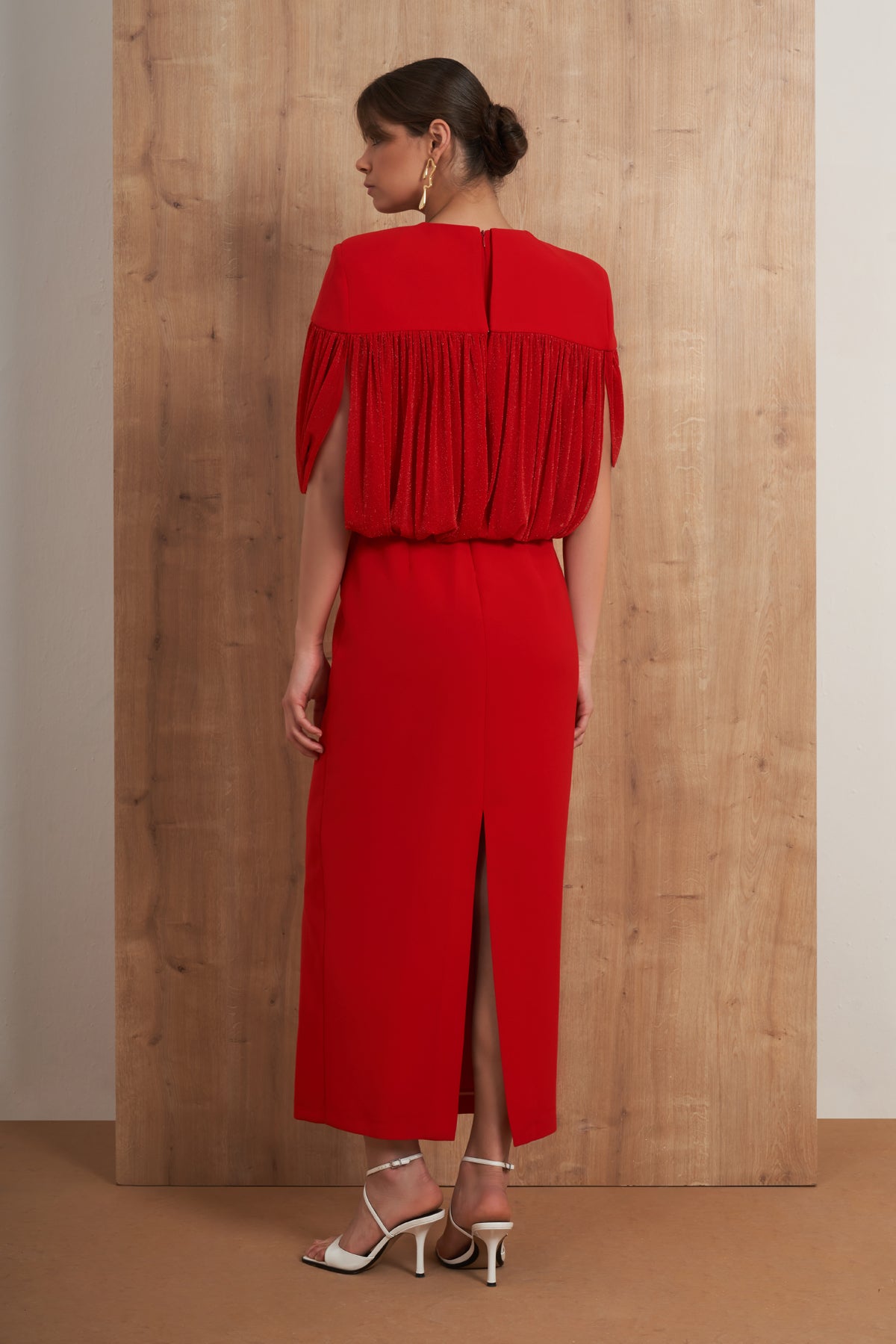 Draped Cape Maxi Dress