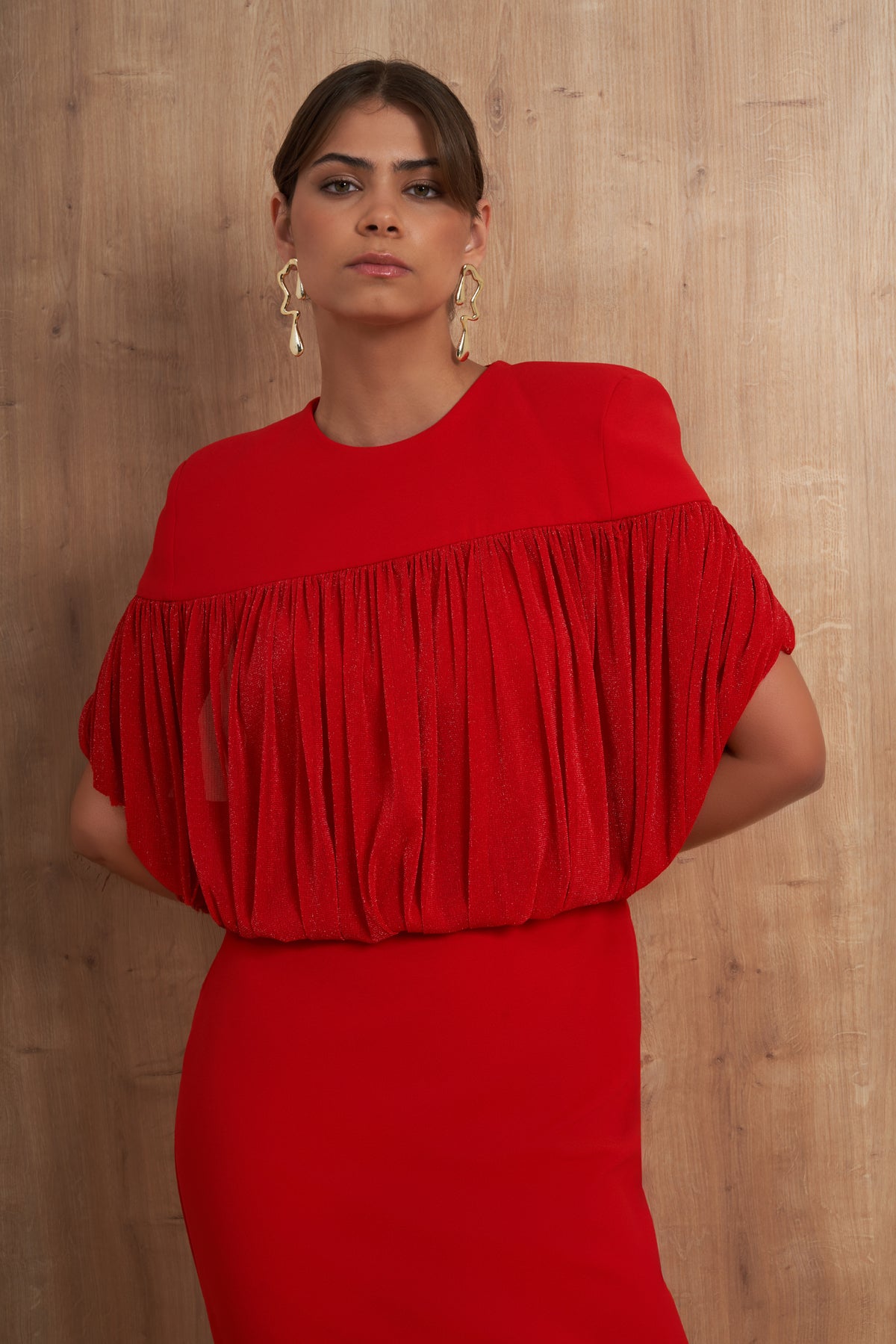 Draped Cape Maxi Dress