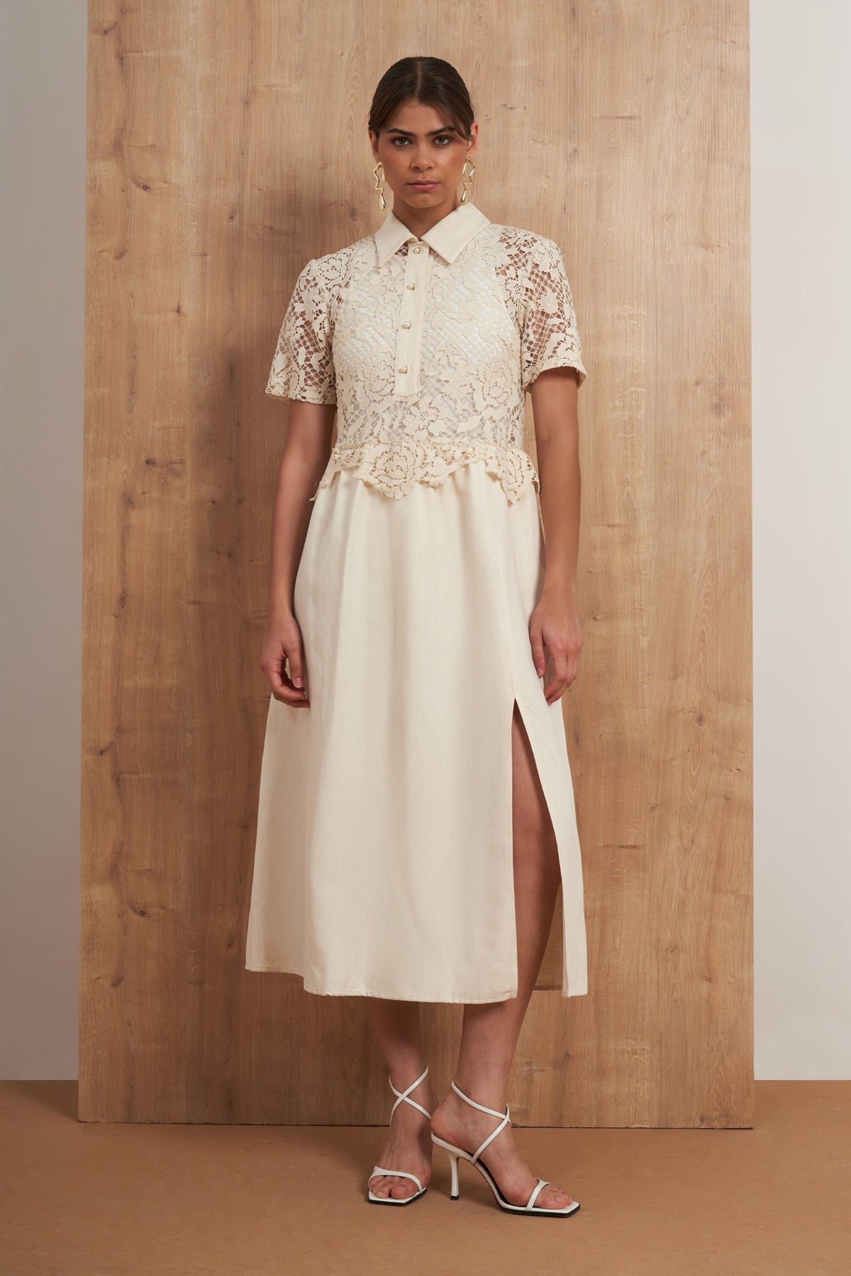 Lace Polo Midi Dress