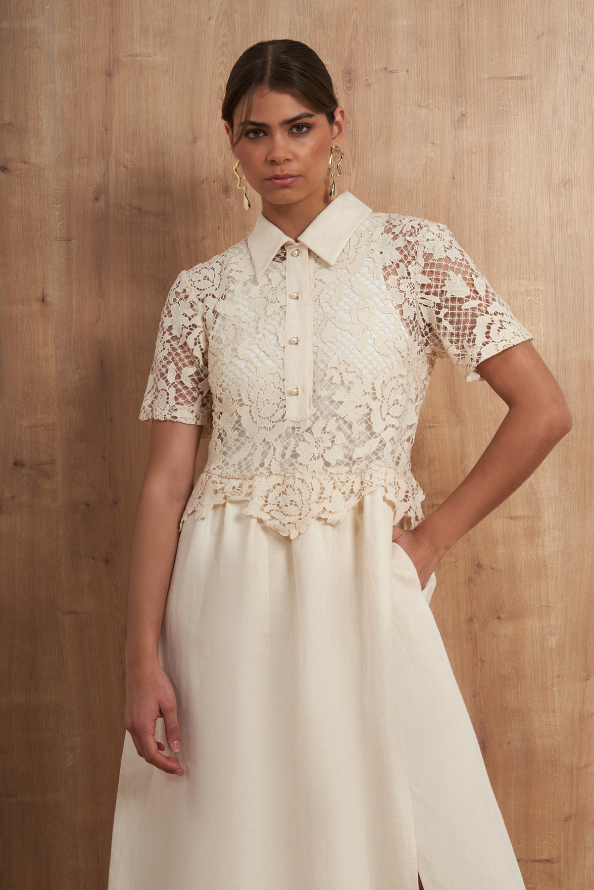 Lace Polo Midi Dress