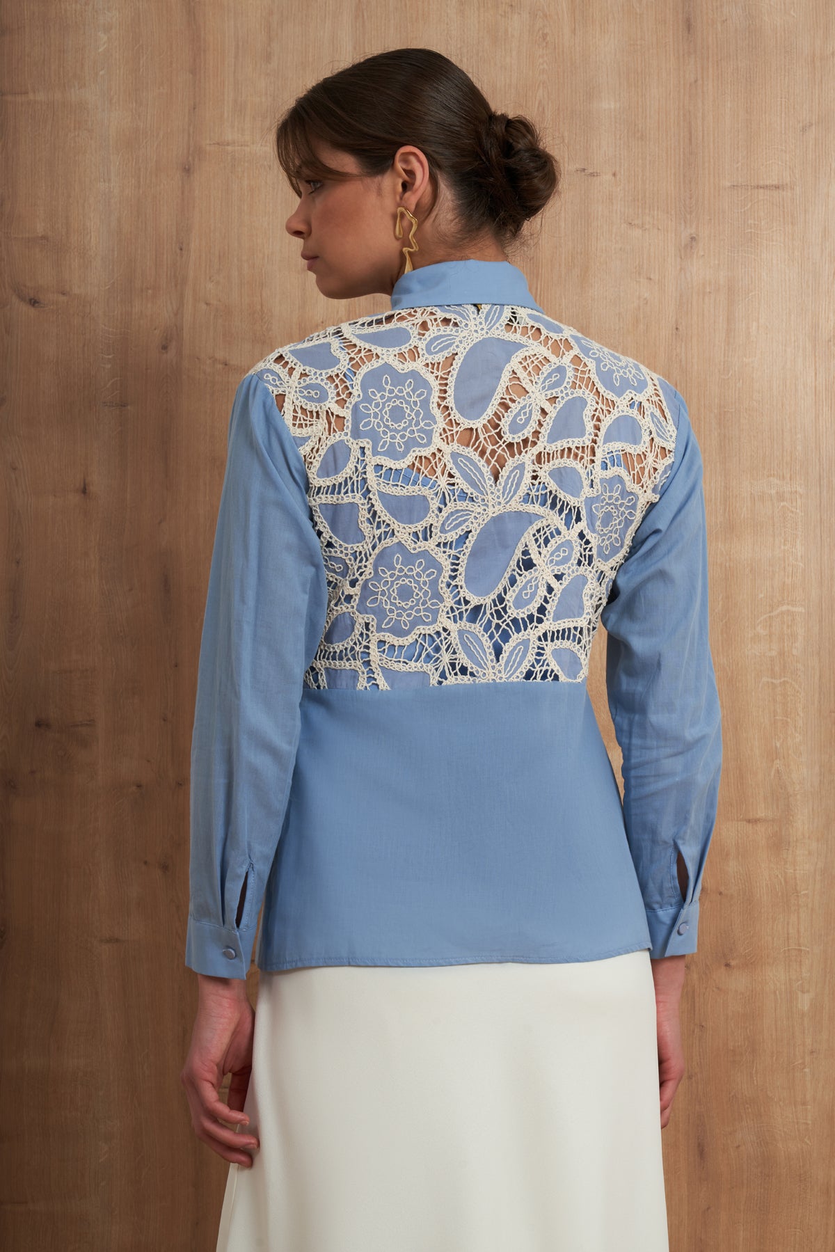 Lace Detail Button-Down Shirt