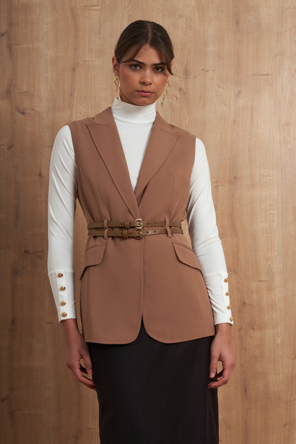 Double Belt Tailored Vest
