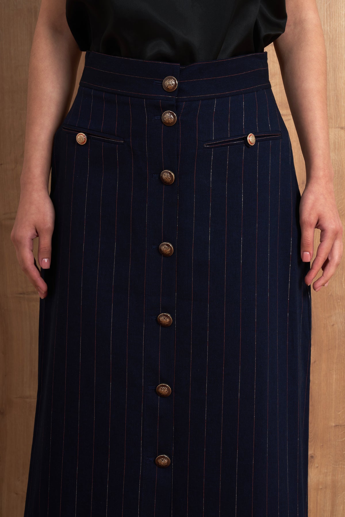 Pinstripe Blazer & Maxi Skirt Set