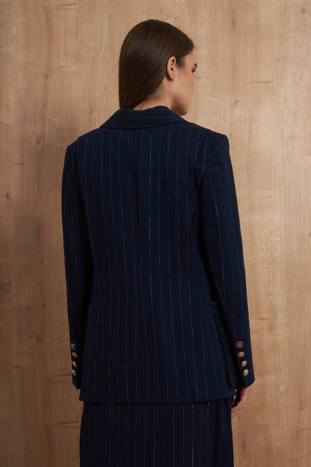 Pinstripe Blazer & Maxi Skirt Set