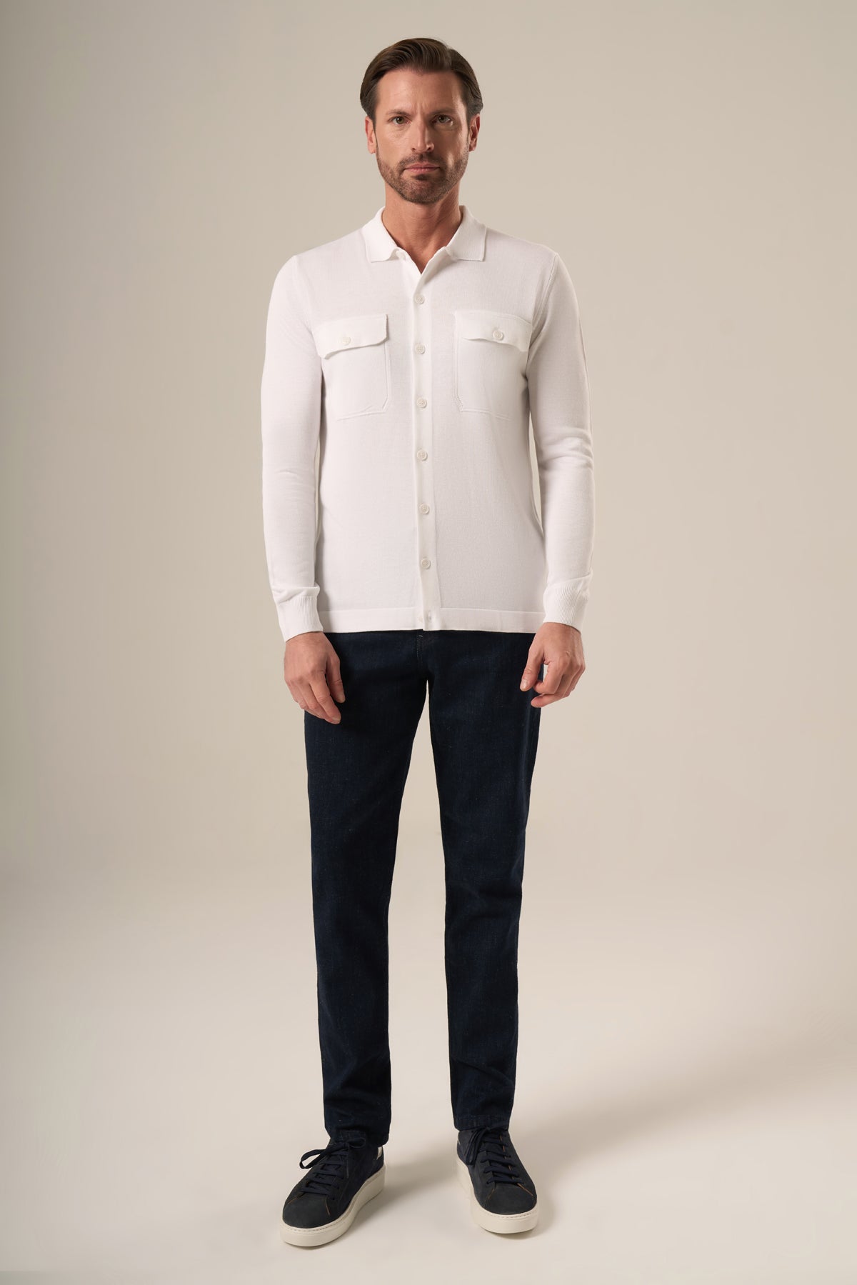 Modern Tailored Knit Over-shirt Jacket