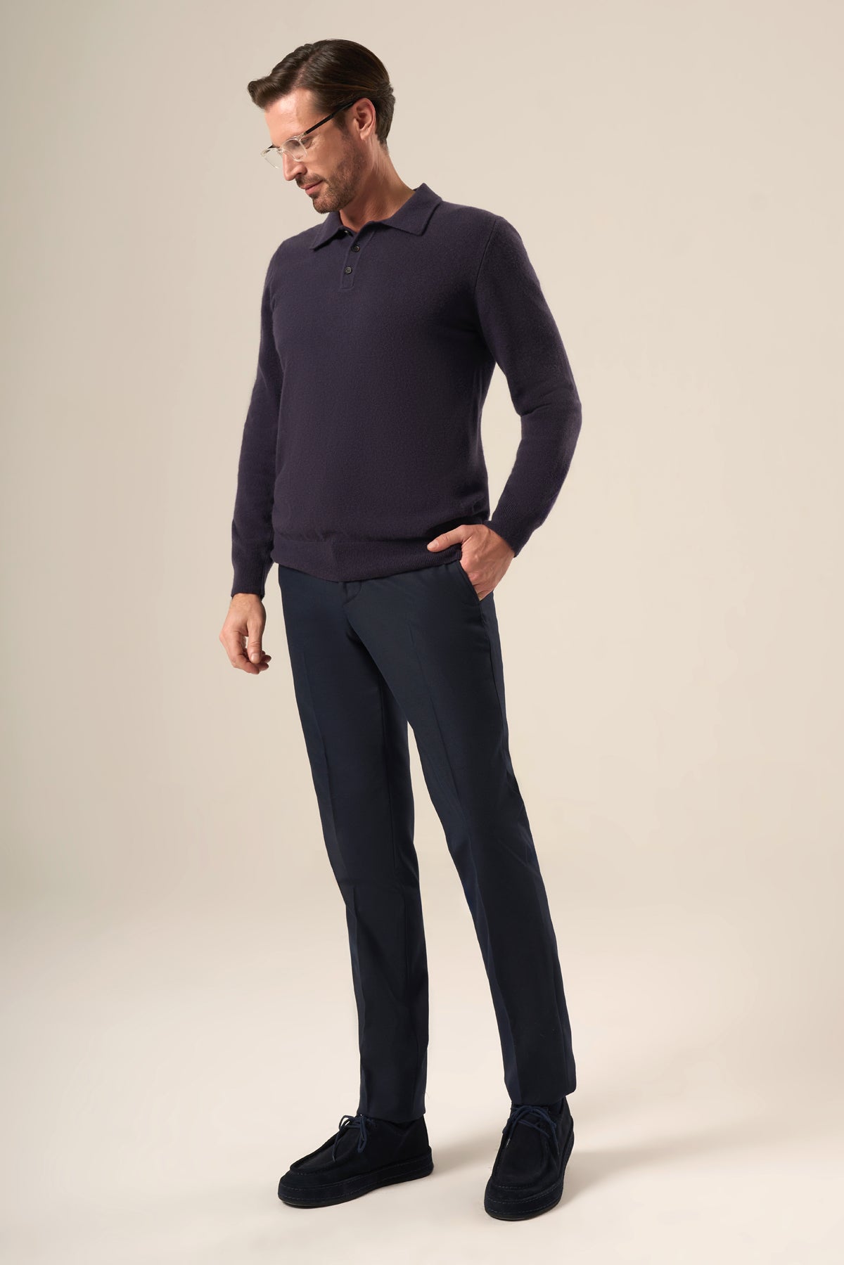 Wool-Cashmere Polo Sweater