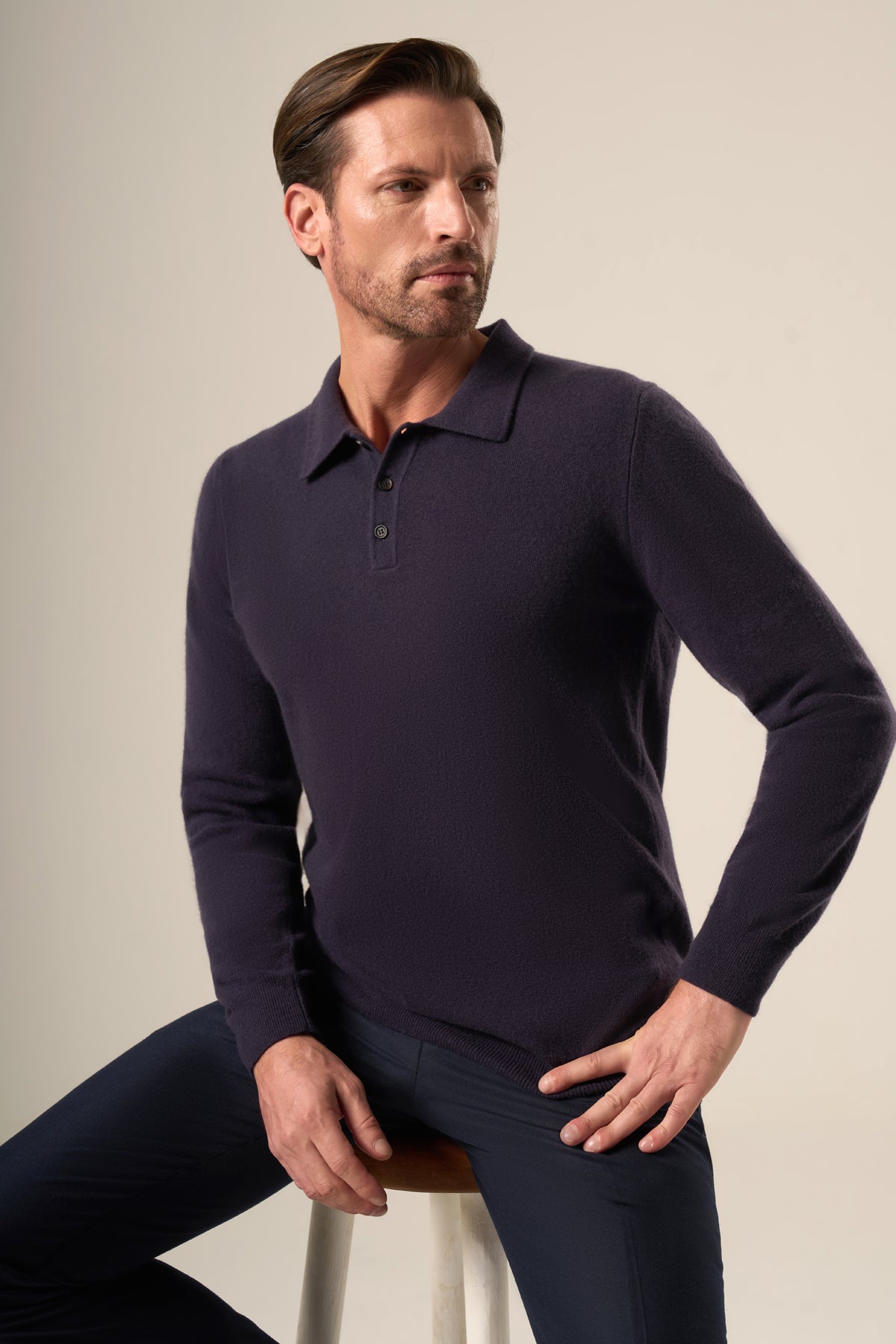Wool-Cashmere Polo Sweater