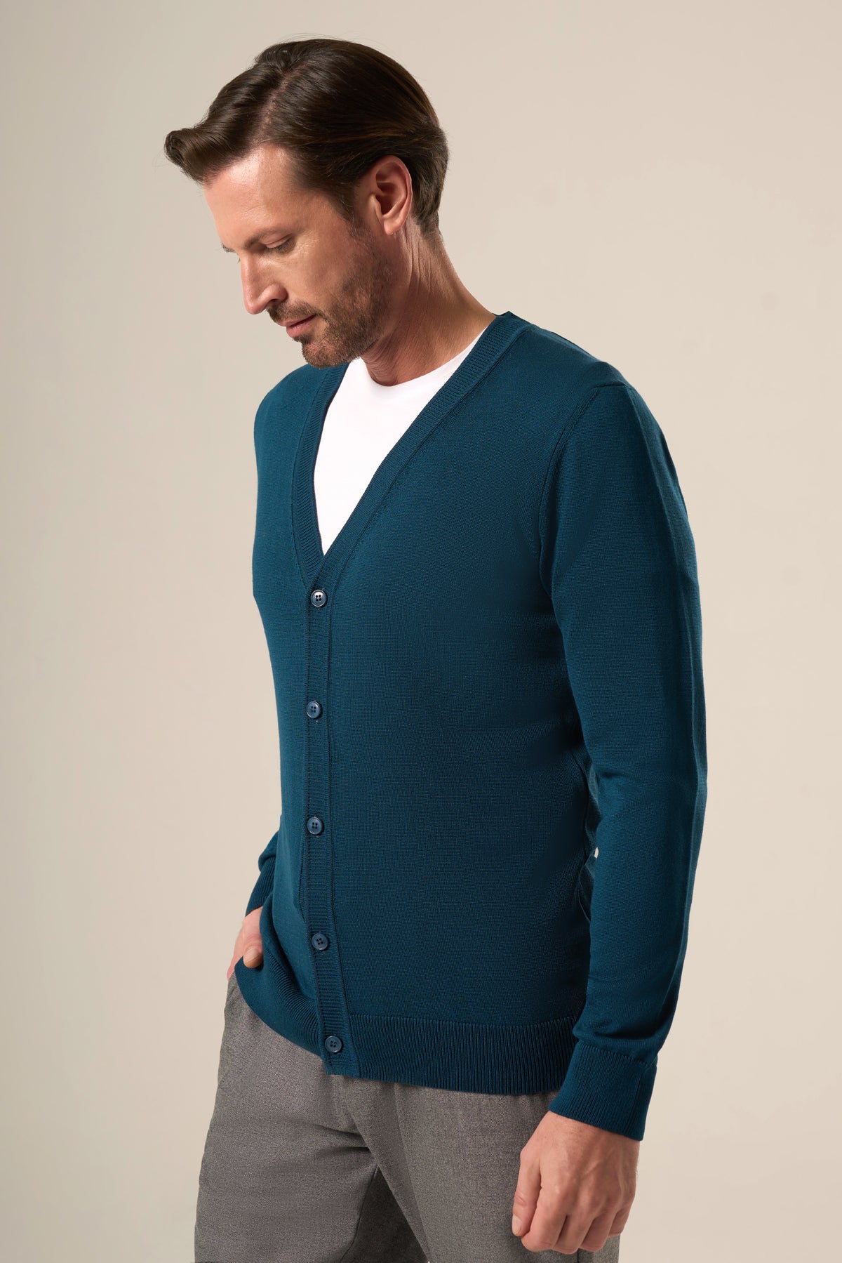 Refined V-Neck Button Cardigan