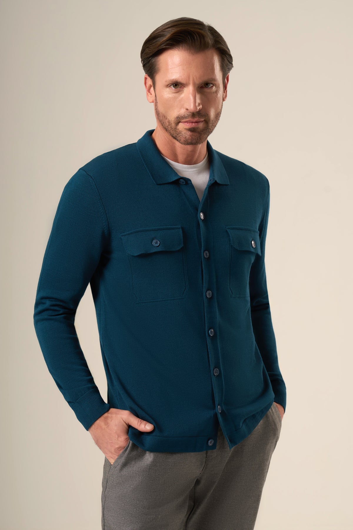Modern Tailored Knit Over-shirt Jacket