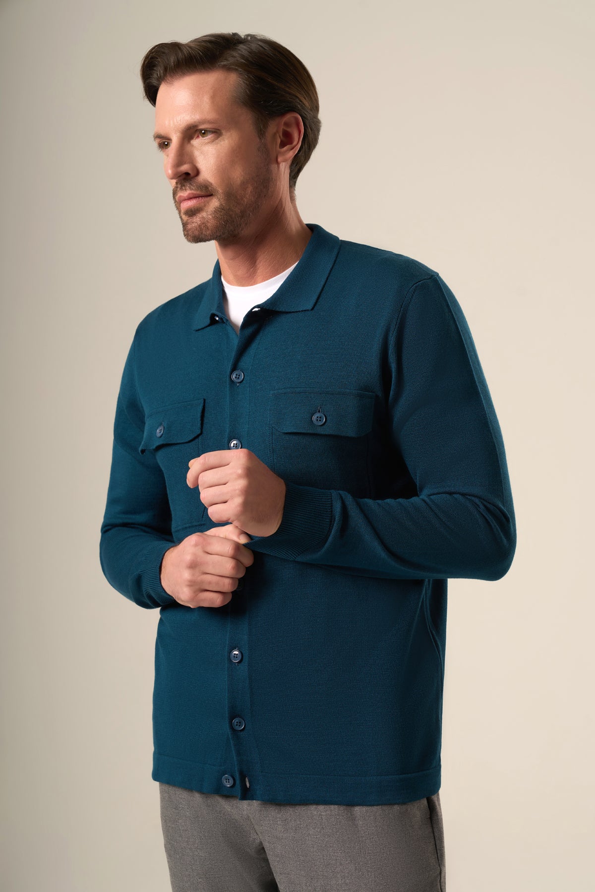 Modern Tailored Knit Over-shirt Jacket