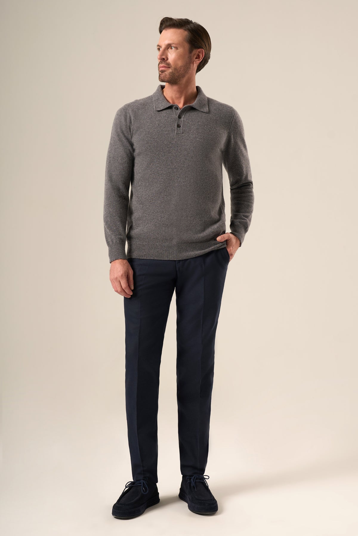 Wool-Cashmere Polo Sweater
