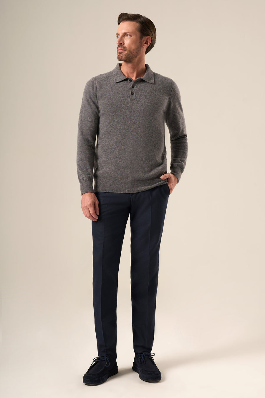 Wool-Cashmere Polo Sweater