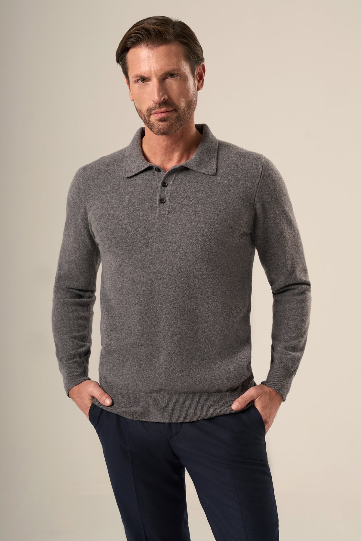 Wool-Cashmere Polo Sweater