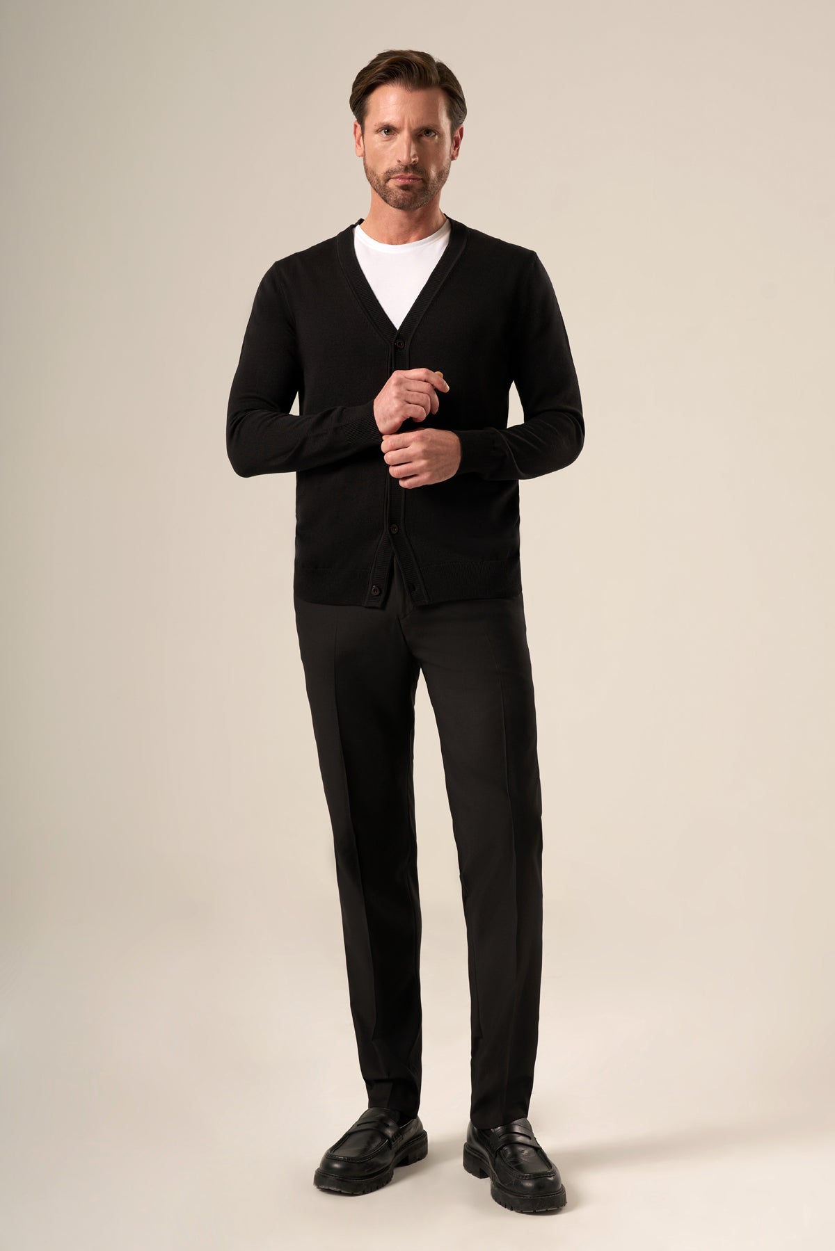Refined V-Neck Button Cardigan