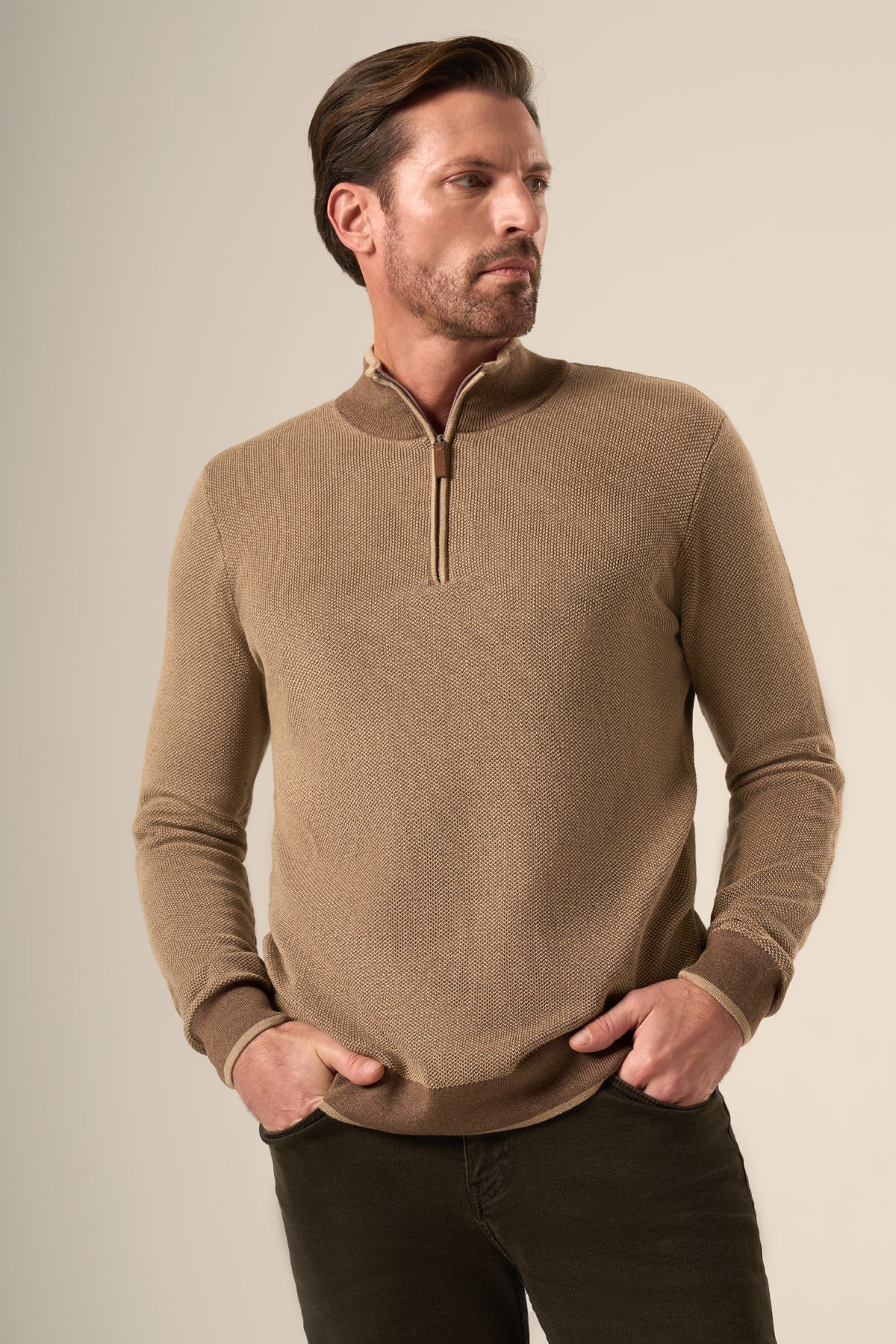 Half Zip Contrast Zip Sweater