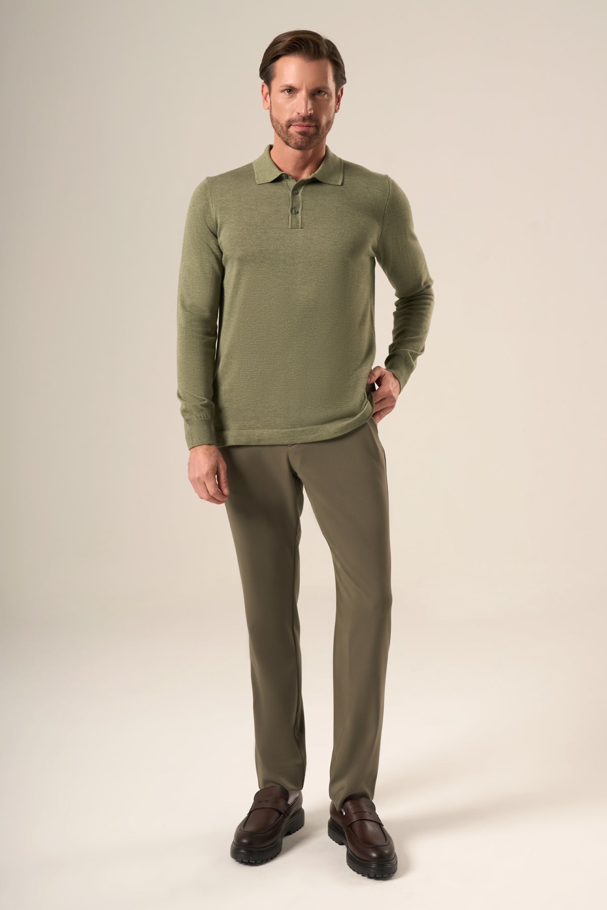 Knit Lightweight Polo Long Sleeves