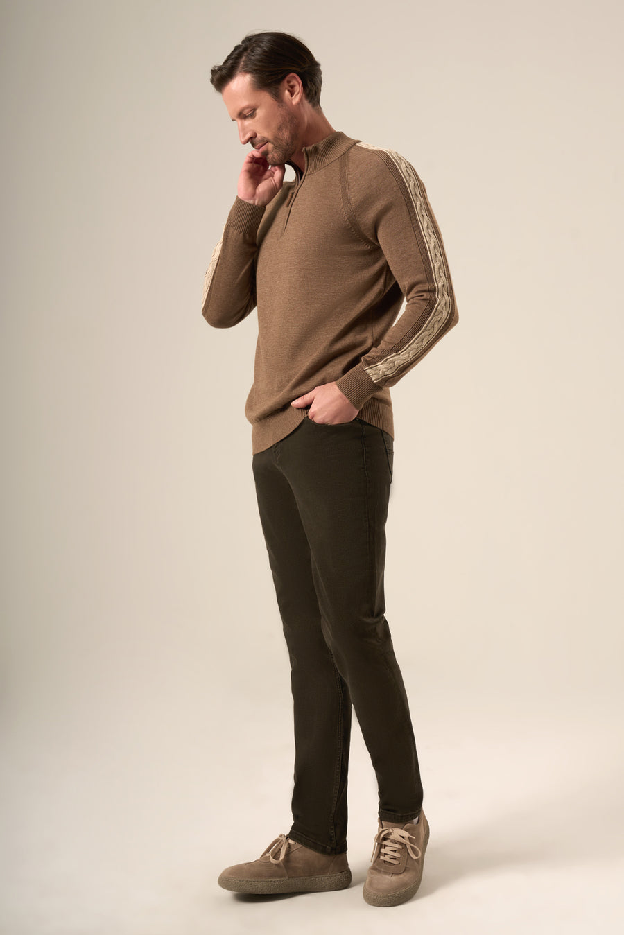 Mock Neck Sweater Half Zip