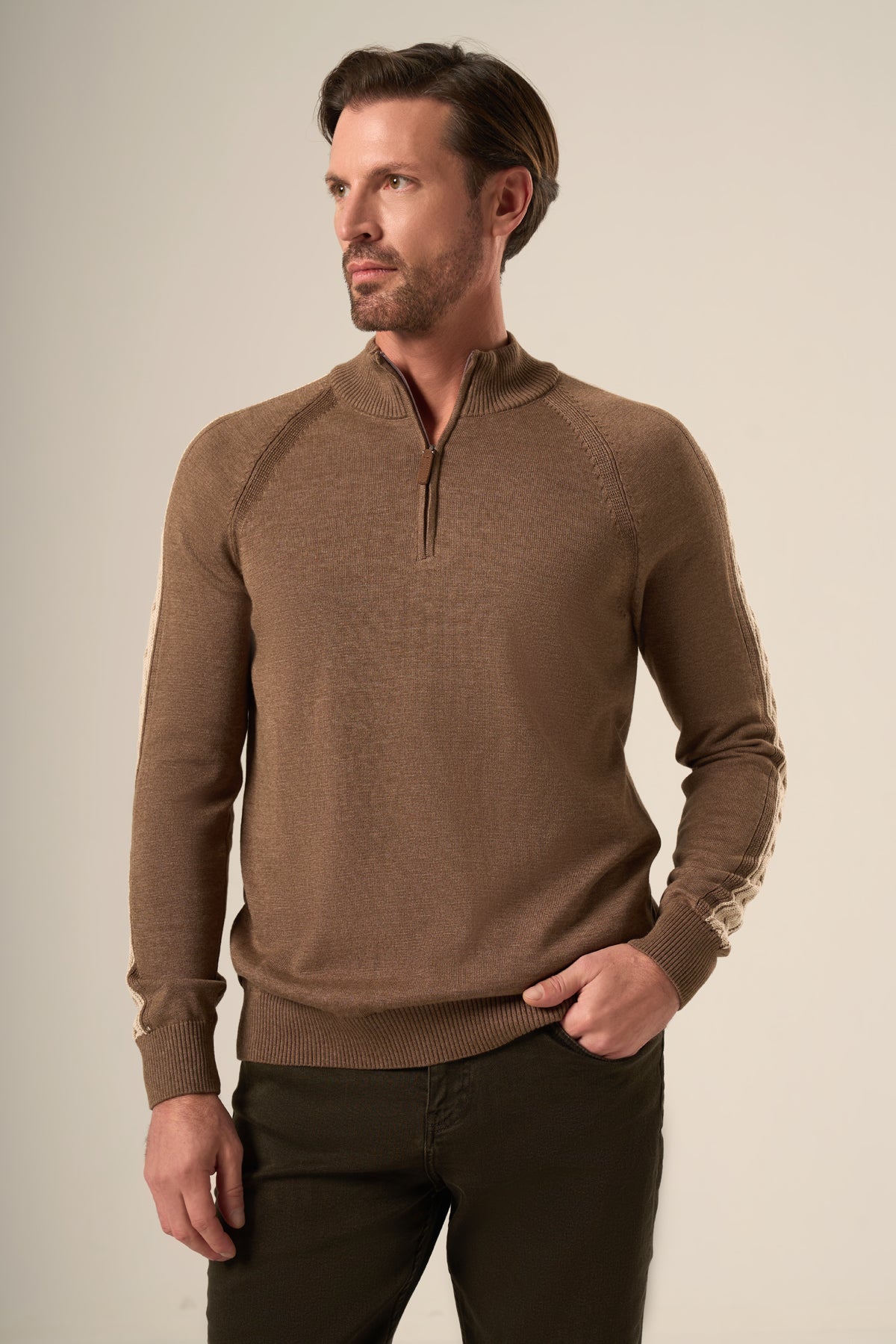 Mock Neck Sweater Half Zip