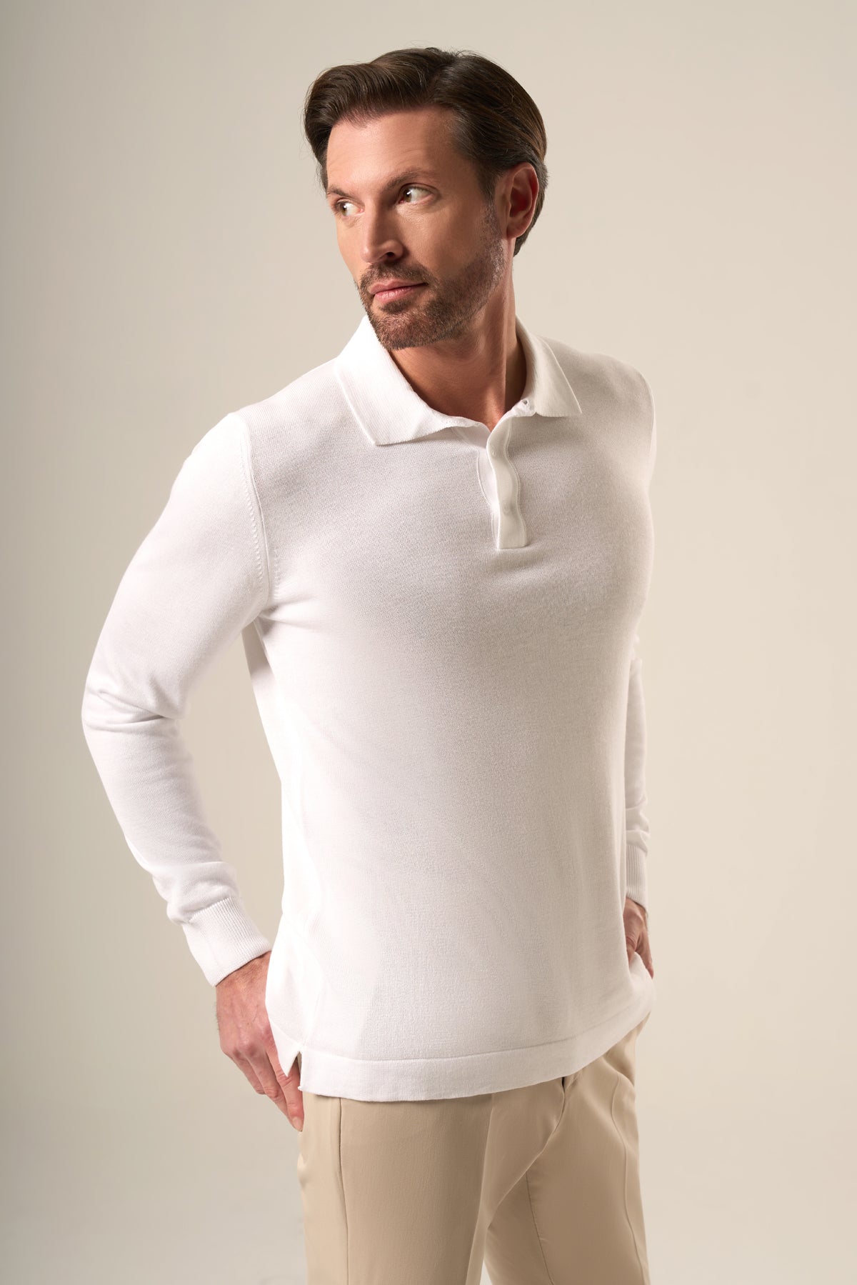Knit Lightweight Polo Long Sleeves