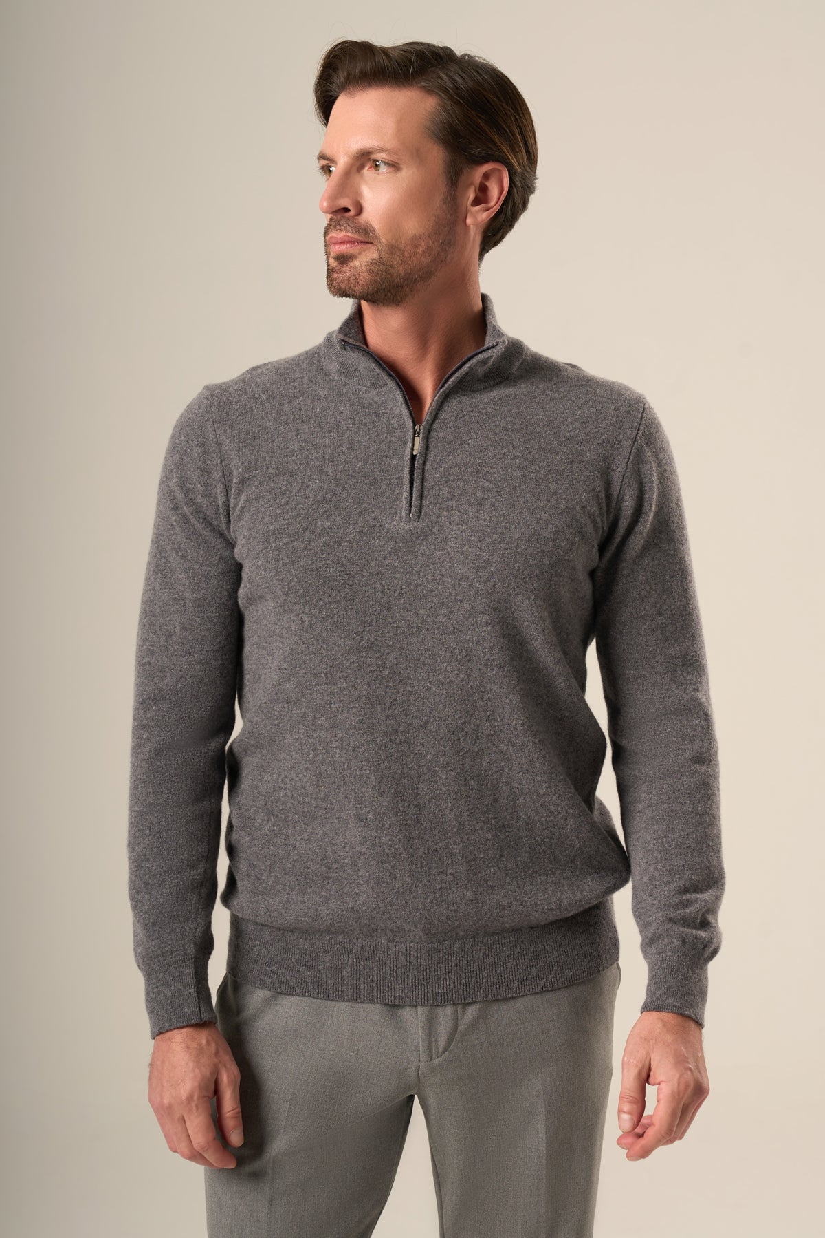 Cashmere Blend Zip Polo