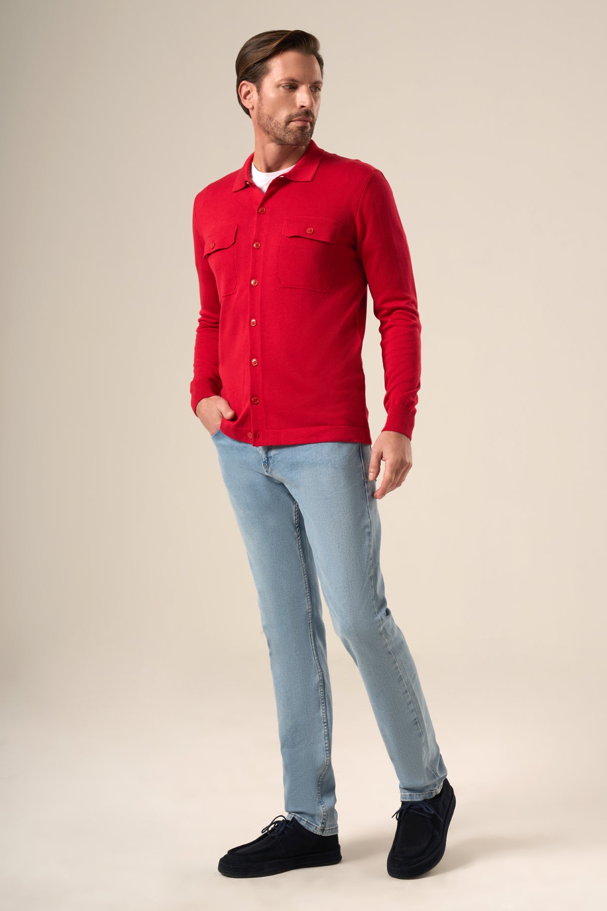 Modern Tailored Knit Over-shirt Jacket
