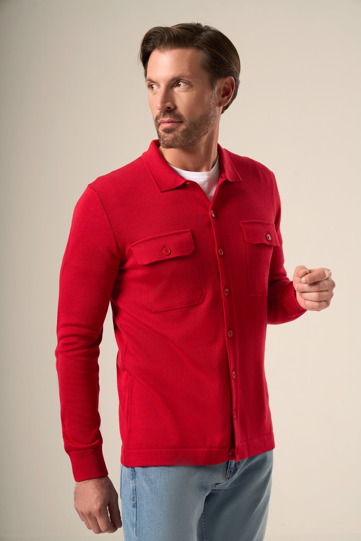 Modern Tailored Knit Over-shirt Jacket