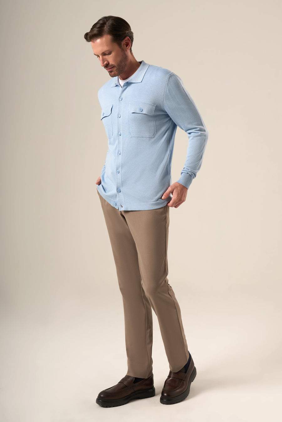Modern Tailored Knit Over-shirt Jacket