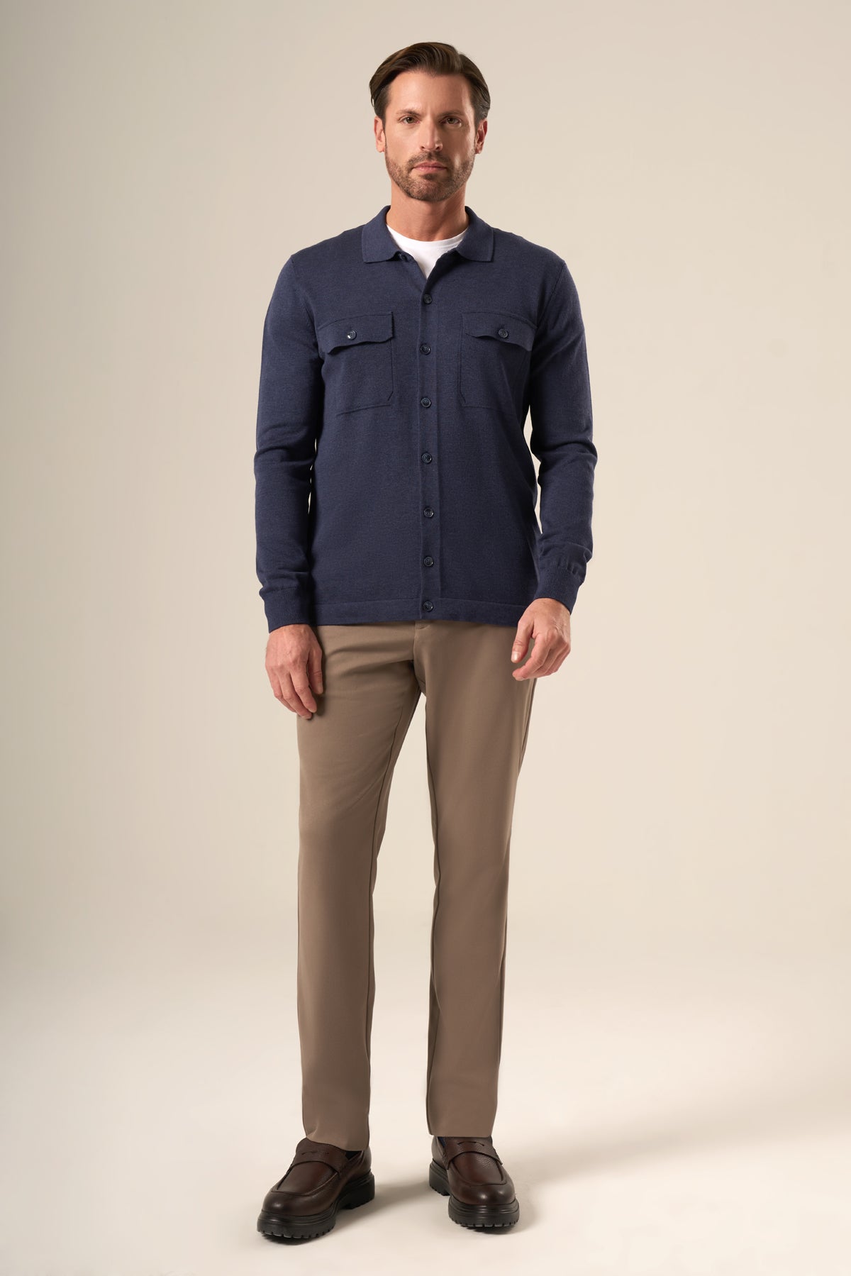 Lightweight Knit Button-Up Overshirt