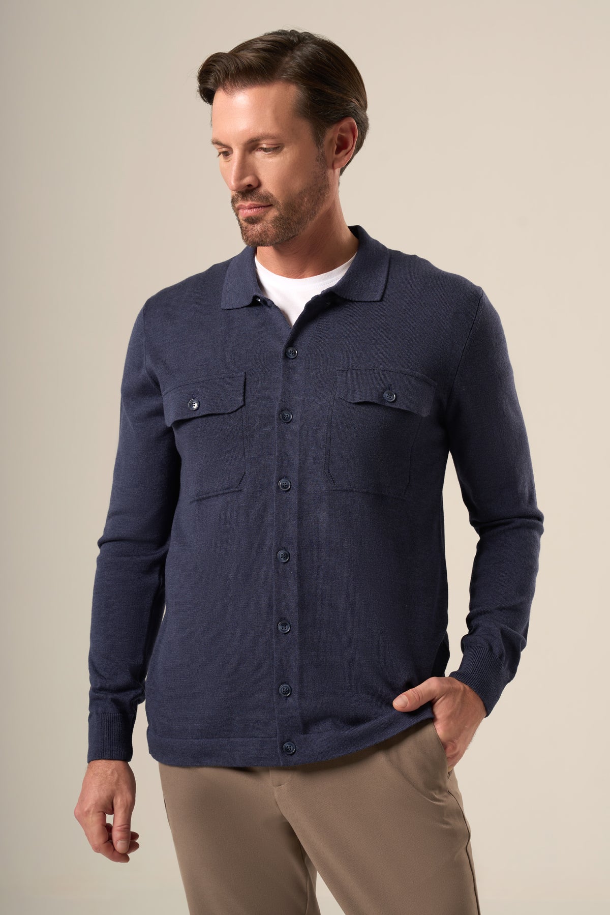 Modern Tailored Knit Over-shirt Jacket